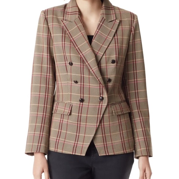 Sam Edelman Plaid Blazer - Tan and Red - Picture 1 of 2